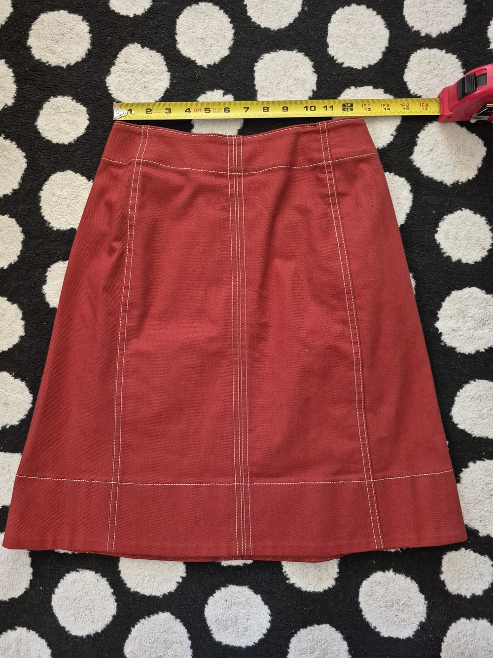 Uniqlo X Lemaire Red Orange A-Line Skirt with Contrast Topstitching 4